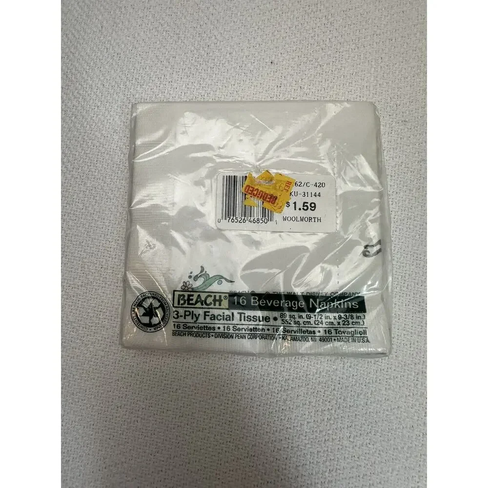 Vintage Disney The Little Mermaid snack Napkin Package Sealed Ariel
